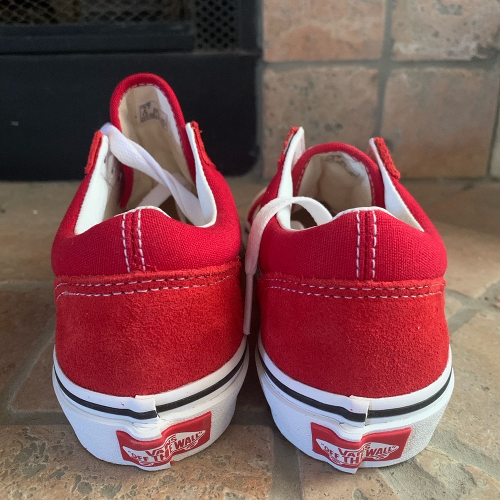 Vans Kids Old Skool Red and White Tennis Shoes - Picture 4 of 7